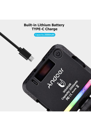 Andoer W64 Rgb Video Konferans Cep Rgb Led Video Işık Kiti Siyah Siyah