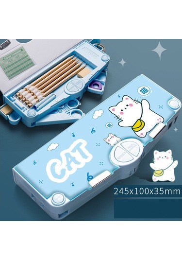 Şık Ve Dayanıklı Okul Çantası Kalem Kutusu - Öğrenciler İçin Pratik Mavi Kırtasiye Aksesuarı MAvi