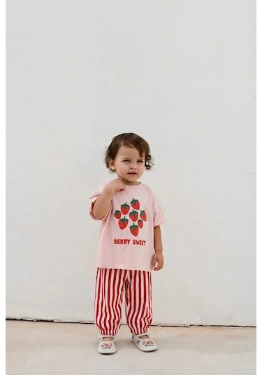 Baby Lory Kids Store Çilek Desenli Bebek Takım Pembe