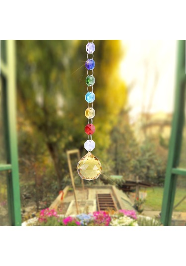 Asılı Pencere Kolye El Yapımı Gökkuşağı Kristal Prizmaları Top Avize Lambası Noel Dekoru Sarı Diğer
