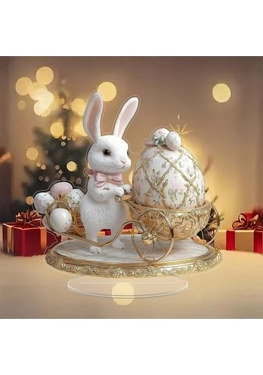 Lijinxu 2d Paskalya Tavşanı Dekoru Bahçe Tabelası Dolap 20cmx20cm