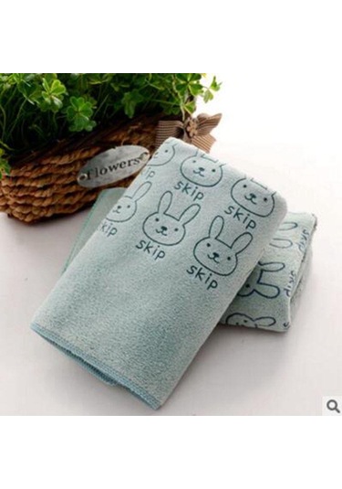 Emici Mikrofiber Havlu Banyo Kurutma Bezi Sevimli Tavşan El Yüz Havlusu Yeşil