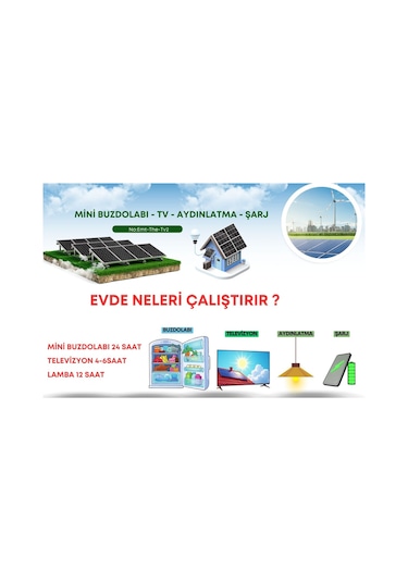 1200 Watt Güneş Enerjili Mini Buzdolabı + Led Tv Hazır Solar Paketi