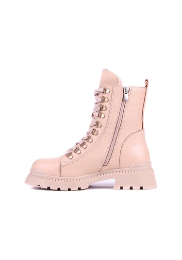 Shoeyle - Hakiki Deri Bej Rengi Kadın Postal Bot - 25104952-1421 Bej