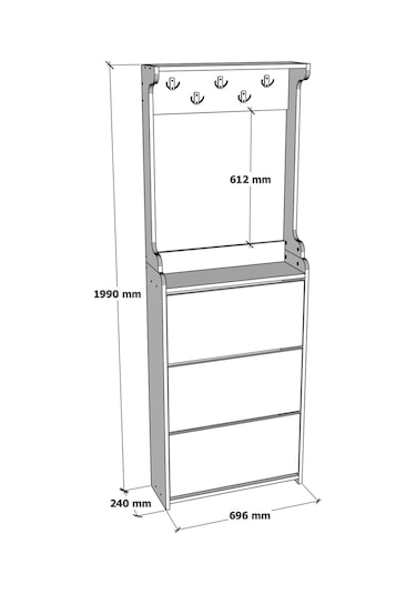 Modus Vestiyer Düşer Kapak Ayakkabılık 3 Raflı Atlantik Çam Çam
