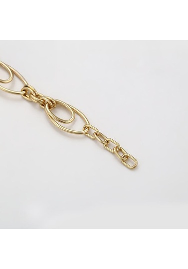 Modern Oval Halka Detaylı 14 Ayar Altın Kaplama Kadın Bileklik Gold