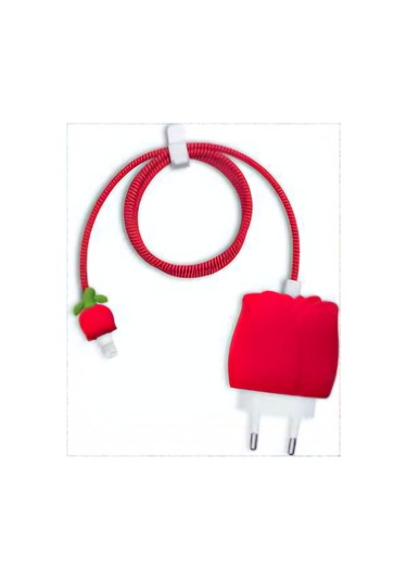 Iphone 18w/20w Uyumlu Şarj Kablosu Ucu Ve Şarj Başlığı Kılıfı Gül