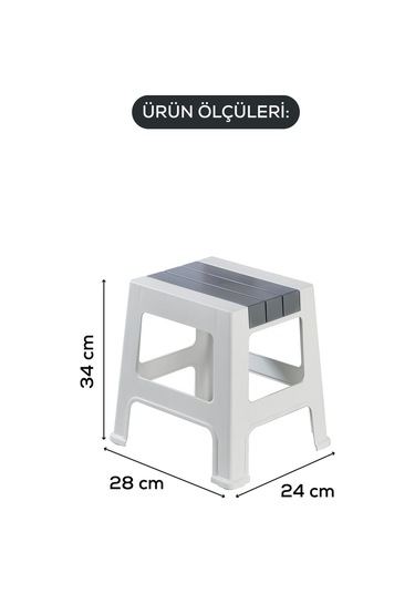Vienev Plastik Küçük Tabure Gri Gri