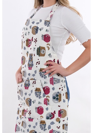 Motif Ayarlanabilir Askılı Şef Önlüğü Chef Mutfak Önlüğü Jam Jar