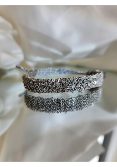 Zincir Dokuma Kordon El Yapımı Otantik Gümüş Platin Renkli Bileklik Silver