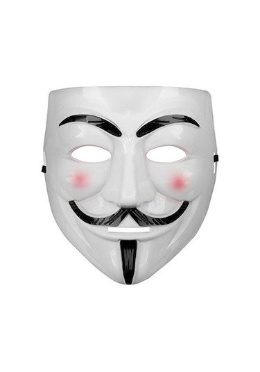 Beyaz Renk Pembe Yanaklı İthal V For Vendetta  Maskesi