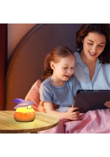 Szypzstore Led Balkabağı Hayalet Silikon Lamba Silikon Led Işık Gece Lambaları Usb Şarj Edilebilir Başucu Lambası Ofisler Yatak Odası A Iydgrb Beyaz