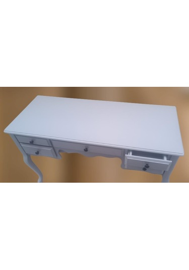 Dresuar Makyaj Masa 5 Çekmece Kayın Aslan Ayak Parlak Lake Gri Kutuda Sevk El Yapımı Gri