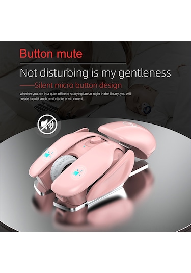Mufunye T37 Kablosuz Mouse, 2.4g Teknoloji, Sessiz Tıklama, 3 Seviye Dpı Ayarı, İçin Dolu Şarjlı Pil, Pembe Ofis Mouse'u Optik