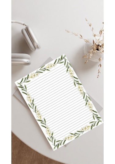 20 Adet A4 Boyutunda Çiçekli Mektup Kağıdı/not Kağıdı Model 13