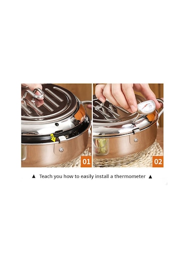 Derin Kızartma Tencere Derin Kızartma Tencere Paslanmaz Çelik Termometre