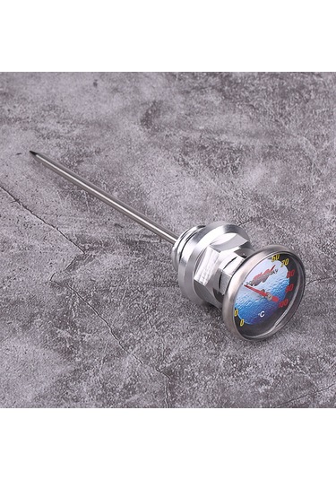 Lemestar 125cc Erkek Motosikletleri İçin Cnc Alüminyum Yağ Seviye Ve Sıcaklık Ölçer, Uzun İğne Tipi, Dayanıklı Ve Hafif Gümüş