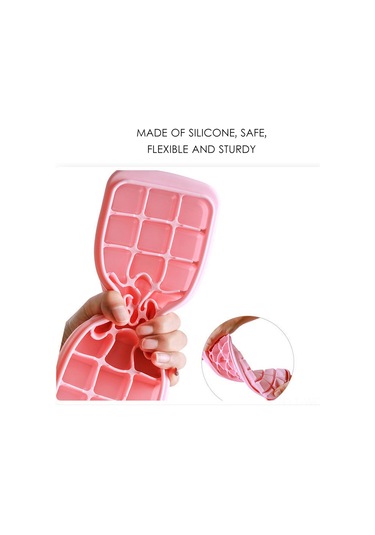 Neevoyu Pembe Silikon Buzluk 24 Hücreli Ev & Bar Kullanıma Uygun Kapaklı Buz Blokları Yapıcı Kutusu Çok Renkli