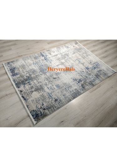 Lagos Lgs 09 Cream Blue Hav Toz Vermez Modern Makine Halısı