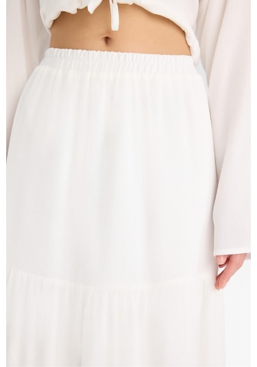 DeFacto Yüksek Bel Pamuk Astarlı Krinkıl Viskon Maxi Etek D5033AX25SMWT32