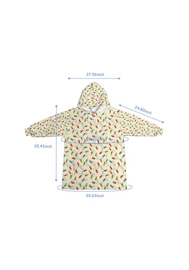 Noel Temalı Unisex Giyilebilir Battaniye Hoodie, Kalın Peluş, Kollar Ve Büyük Cep-a79 Bej