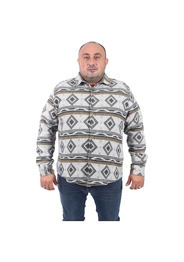 Moc Grande MocGrande Büyük Beden Oduncu Gömlek Gray Wolves 22213