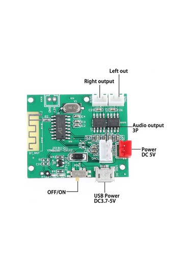 Bluetooth 5.0 Amplifikatör Kartı Mini 5w 2 Stereo Güç Amplifikatörü Dekoder Ses Modülü