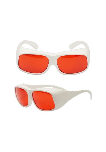 Güzellik Ekipmanları İçin Lazer Güvenlik Gözlüğü Lazer Gözlükleri Beyaz Çerçeve/turuncu Lensler 532nm Od6+