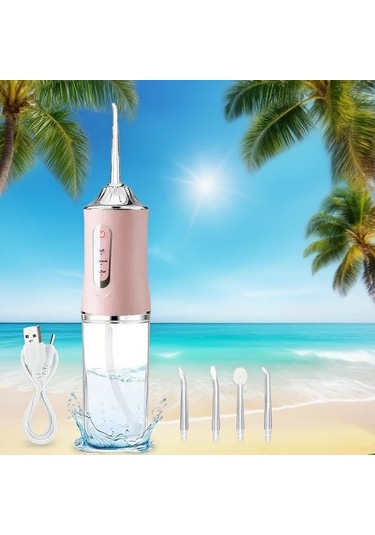 Willowhaven Pembe Şarj Edilebilir Diş İpi 800mah 360 Döner Başlık 4 Yedek Uç 3 Temizleme Modu