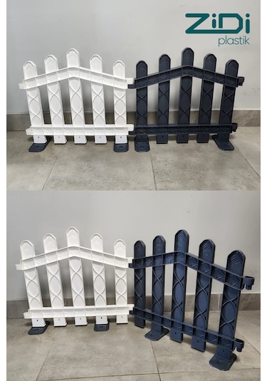 Dekoratif Plastik Alan Oluşturma Ve Bahçe Çiti 10 Adet Çit Y: 50 Cm / G: 5.5 M Sert Zemin Ayaklı - Beyaz