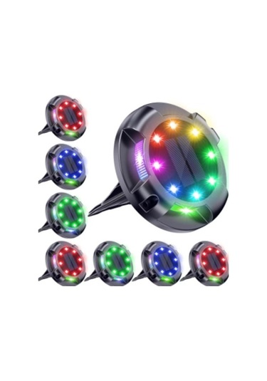 4 Lü Solar Panelli Kazıklı Zemin Solar Ledi 8+4 Led Rgb 1 ADET