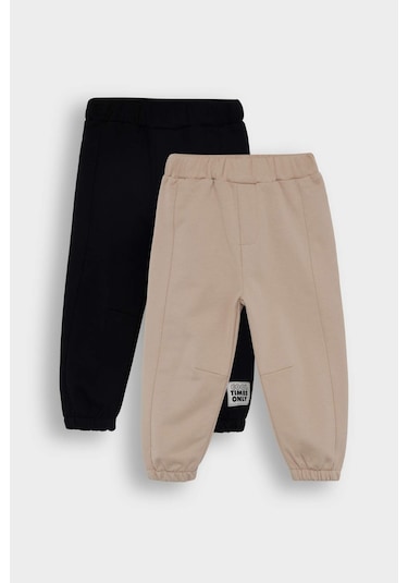 Defacto Erkek Bebek Etiket Baskılı Beli Lastikli 2li Eşofman Altı F9392a525wnbg775 Bej