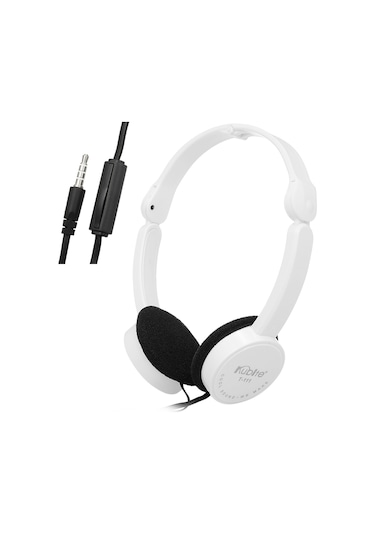 Shineyee Kubıte T-111 3.5mm Kablolu Kulaklık, Ayarlanabilir Bant, Yumuşak Kulak Yastığı, Kolay Taşınabilir, Beyaz, Müzik Ve Oyun İçin