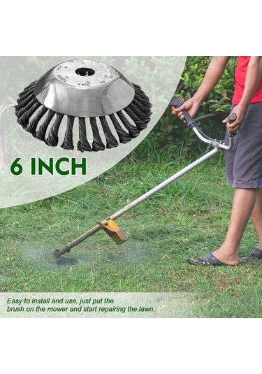 Besthome1 6 İnç Çim Biçme Makinesi Düzeltici Parçaları, Genel Aşınmaya Dayanıklı Çok İşlevli Çelik Tel Pas Temizleme Ayıklama P