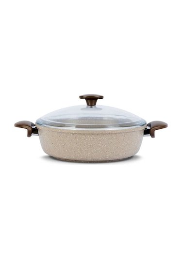 Thermoad Granit Döküm Basık Karnıyarık&Pilav Tenceresi 28 CM Vizon
