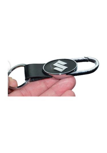 Suzuki Logolu Deri Metal Anahtarlık Siyah