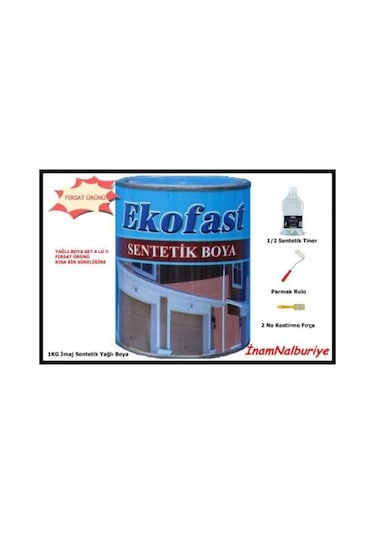 Yağlı Boya Set - 1 Kg Beyaz Yağlı Boya + Rulo + 1/2 Tiner + Fırça