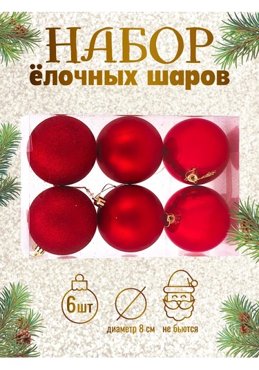 Mıland Yılbaşı Ağacı İçin Süs Noel Topları 6'lı Set 185699450 Ev İçin