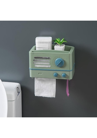 Yeşil Mengnı Taşınabilir Rulo Tutucu Su Geçirmez Saklama Kutusu Çok Fonksiyonlu Doku Kutusu Duvara Monte Tuvalet Kağıdı Tutucu Banyo Aksesuarları