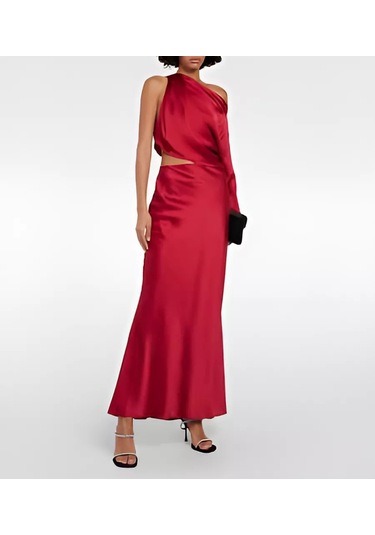 Foxı18 Satenden Maksi Etek 218458470 Kırmızı Karakade