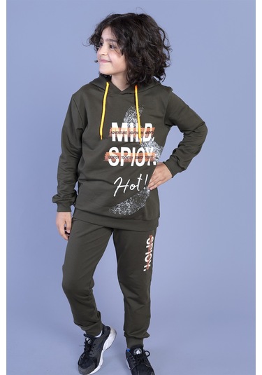 Toontoy Erkek Çocuk Kapüşonlu Baskılı Eşofman Takımı Lacivert