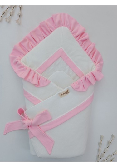 Bebek Battaniyesi Kundağı %100 Pamuklu İnci Waffle Kumaş Yenidoğan Hastane Çıkışı Hediyelik Örtü Pembe