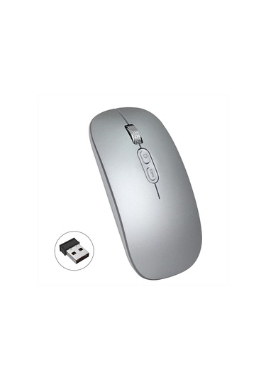 Springsun M103 Şarj Edilebilir Kablosuz Fare 2.4g Kablosuz Fare Ultra İnce Sessiz Fare 3 Ayarlanabilir Dpı Dahili 500mah Pil Gümüş