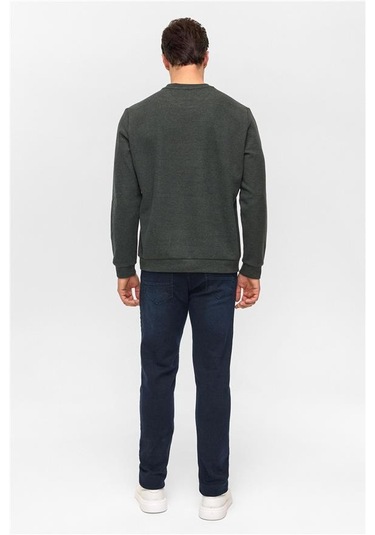 Haki Regular Düz Bisiklet Yaka Sweatshirt Haki