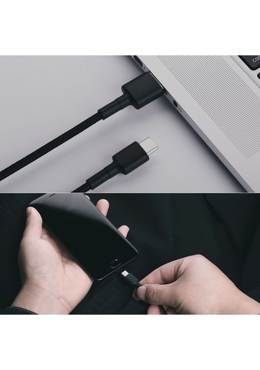 Geeroyoo Usb-c Hızlı Şarj Kablosu - Dayanıklı Örgü Tasarım, 100cm, Siyah - Samsung, Oneplus, Huawei Uyumlu