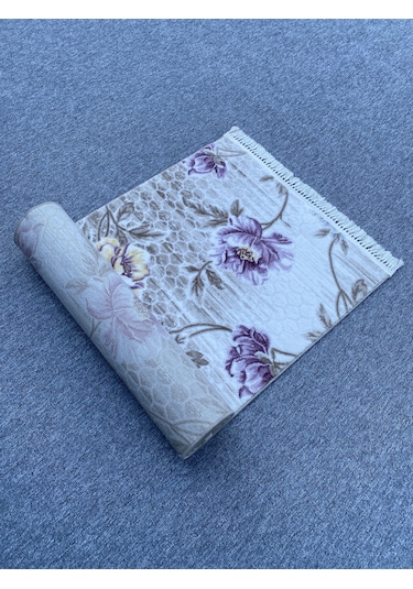 Mor Sarı Kesme Yolluk 80x230 Kesme Saçaklı Akrilik Halı