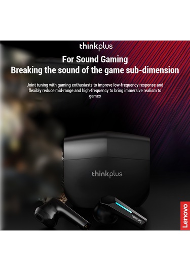Leezsing Siyah Thinkplus Gm1b Bluetooth 5.3 Kulaklıklar - Yarı Kulak İçi Tasarım, Akıllı Gürültü Azaltma, Oyuncu Tuning, 5 Saat Kullanım Süresi
