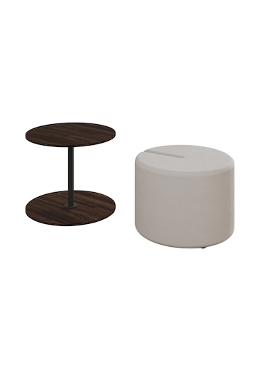 Vexana Puflu Yan Sehpa Saklanabilir Puflu Servis Sehpası Ceviz