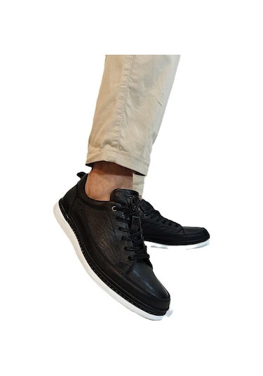 Voyager M012 Siyah-beyaz Hakiki Yumuşak Deri Erkek Ayakkabı Siyah - Beyaz