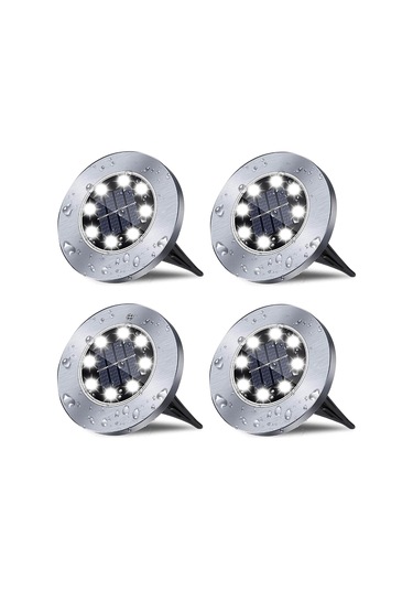 Suofeng 4'lü Paket 8 Led Güneş Enerjili Paslanmaz Çelik Toprak Içine Takılabilir Bahçe Yol Işığı - Su Geçirmez Beyaz Işık Diğer